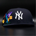 New York Yankees Navy Hummingbird Floral Design Grey Brim 59FIFTY Snapback Hat