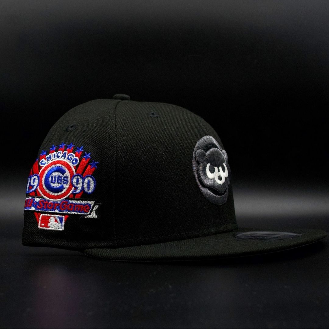Chicago Cubs Black Bear Face Logo 1990 All Star Game Grey Brim 9FIFTY Snapback Hat