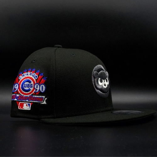 Chicago Cubs Black Bear Face Logo 1990 All Star Game Grey Brim 9FIFTY Snapback Hat