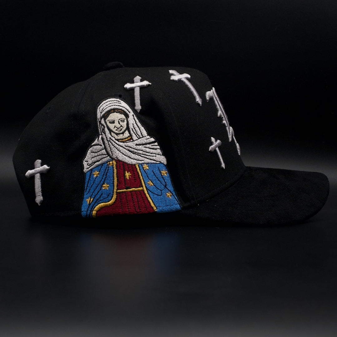 Hat Zun Black LA Guadalúpe Crosses Burgundy Brim SnapBack Hat