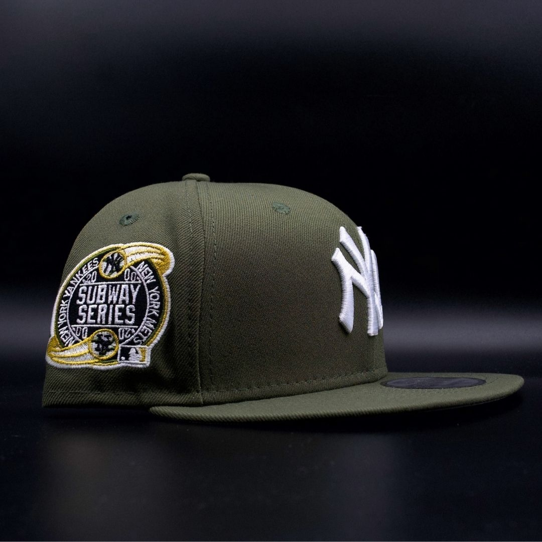 New York Yankees Olive White NY Logo 2000 Subway Series Grey Brim 9FIFTY Snapback Hat