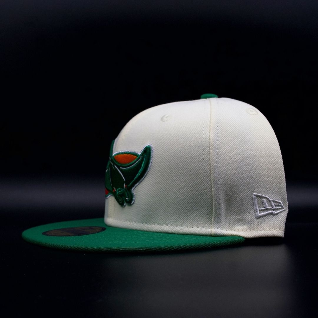 Tampa Bay Devil Rays Chrome White and Green Devil Rays Logo Tropicana Field Grey Brim 59FIFTY Fitted Hat
