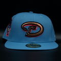Arizona Diamondbacks Blue D Logo 1998 Inaugural Season Pink Brim 59FIFTY Fitted