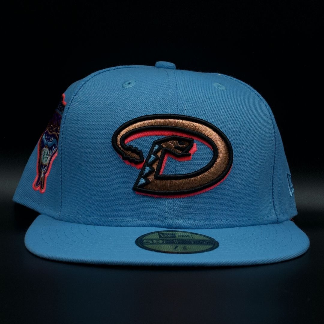 Arizona Diamondbacks Blue D Logo 1998 Inaugural Season Pink Brim 59FIFTY Fitted