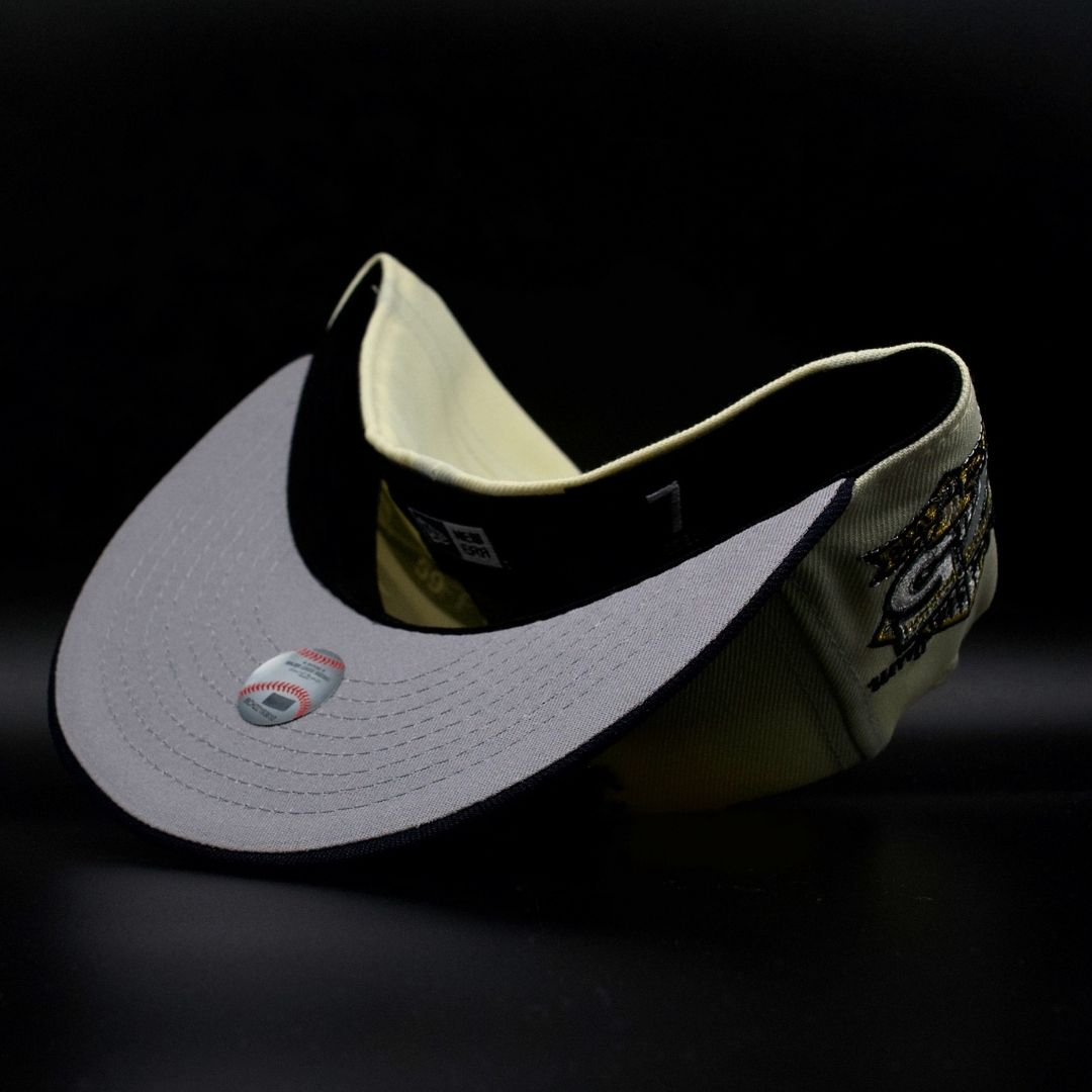 New York Yankees Chrome White and Navy Compass NY Logo 75th Anniversary Grey Brim 59FIFTY Fitted Hat