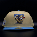 Toronto Blue Jays Vegas Gold and Sky Blue Retro Bird Logo 20th Anniversary Orange Brim 59FIFTY Fitted Hat