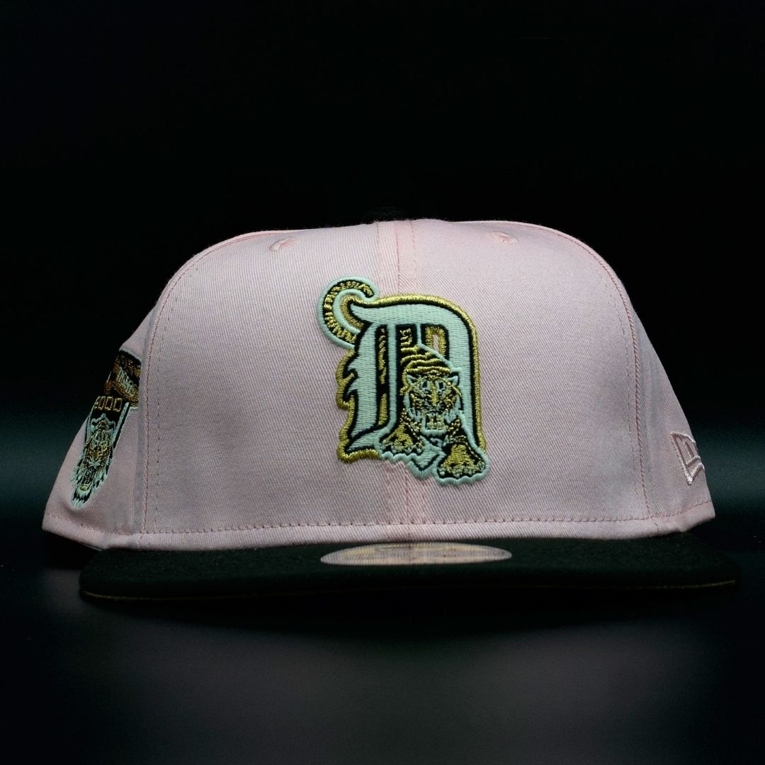 Detroit Tigers Pink and Black D Tiger Logo 2000 Inaugural Season Gold Brim 59FIFTY Fitted Hat
