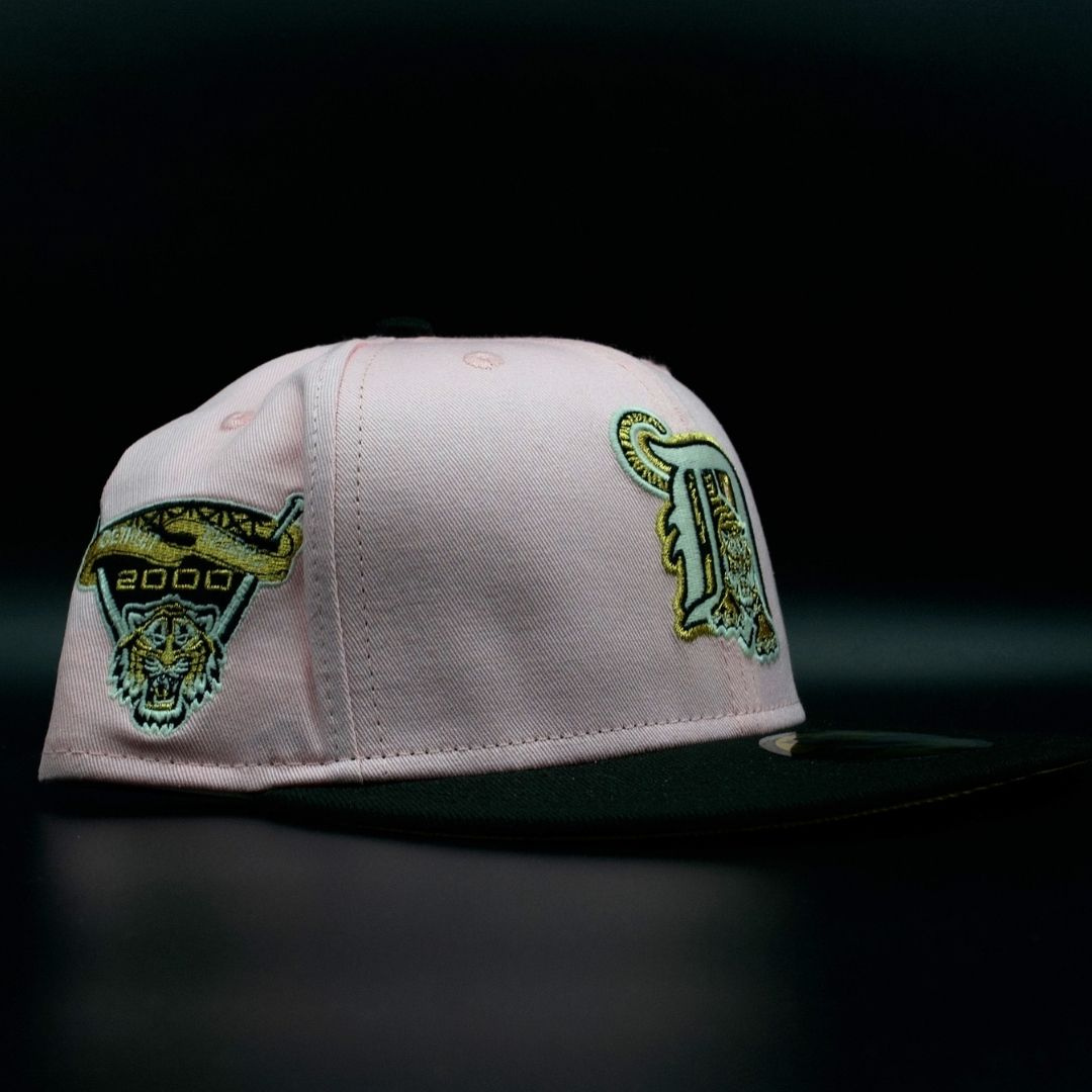 Detroit Tigers Pink and Black D Tiger Logo 2000 Inaugural Season Gold Brim 59FIFTY Fitted Hat