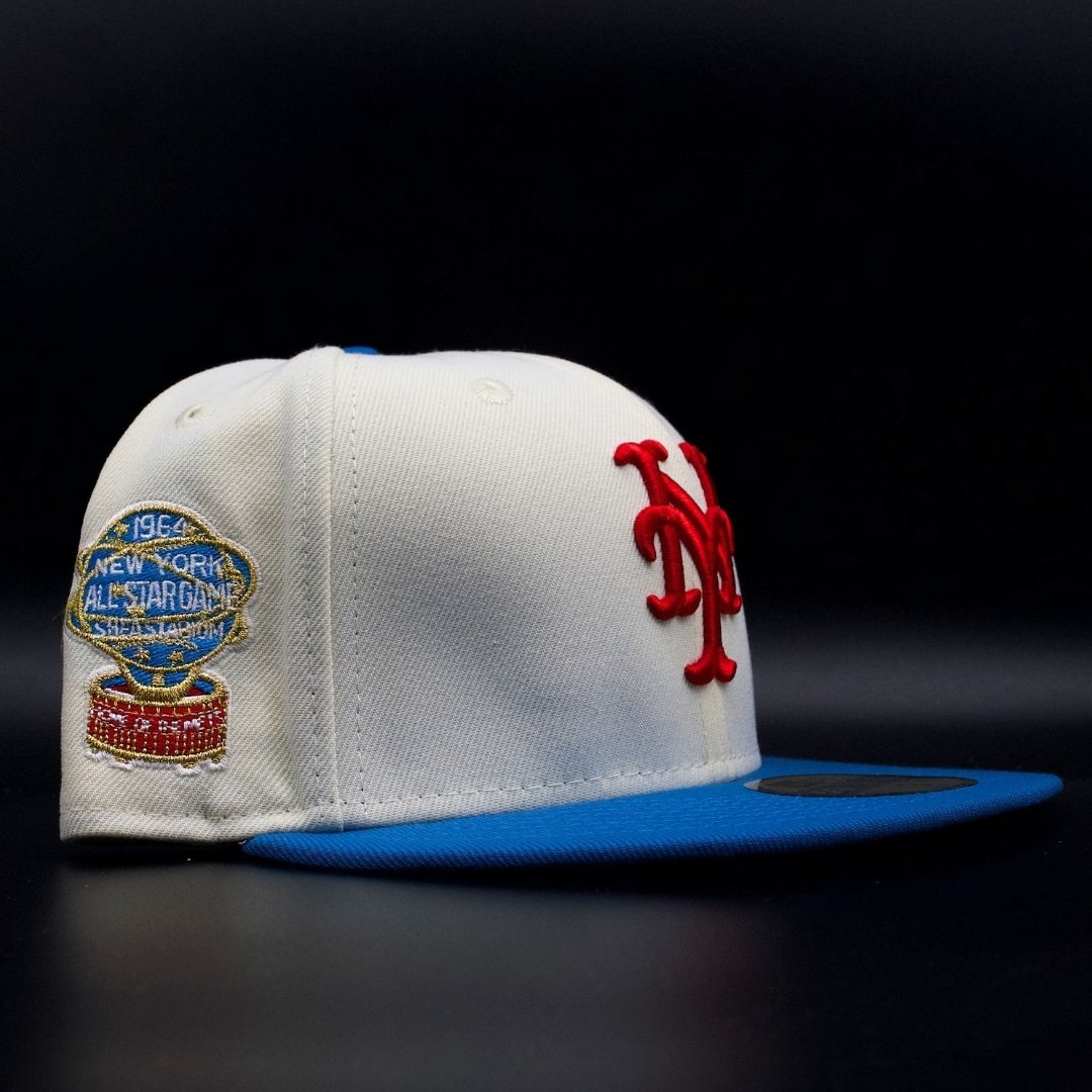 New York Mets Chrome White and Blue NY Logo 1964 All Star Game Grey Brim 59FIFTY Fitted Hat