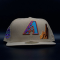 Arizona Diamondbacks Camel Retro A Desert Logo Inaugural Season Lavender Brim 59FIFTY Fitted Hat