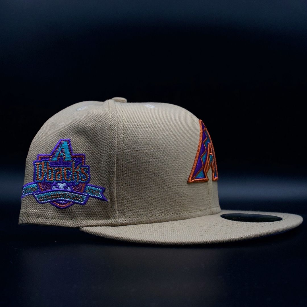 Arizona Diamondbacks Camel Retro A Desert Logo Inaugural Season Lavender Brim 59FIFTY Fitted Hat