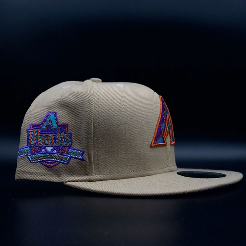 Arizona Diamondbacks Camel Retro A Desert Logo Inaugural Season Lavender Brim 59FIFTY Fitted Hat