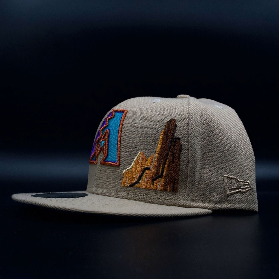Arizona Diamondbacks Camel Retro A Desert Logo Inaugural Season Lavender Brim 59FIFTY Fitted Hat