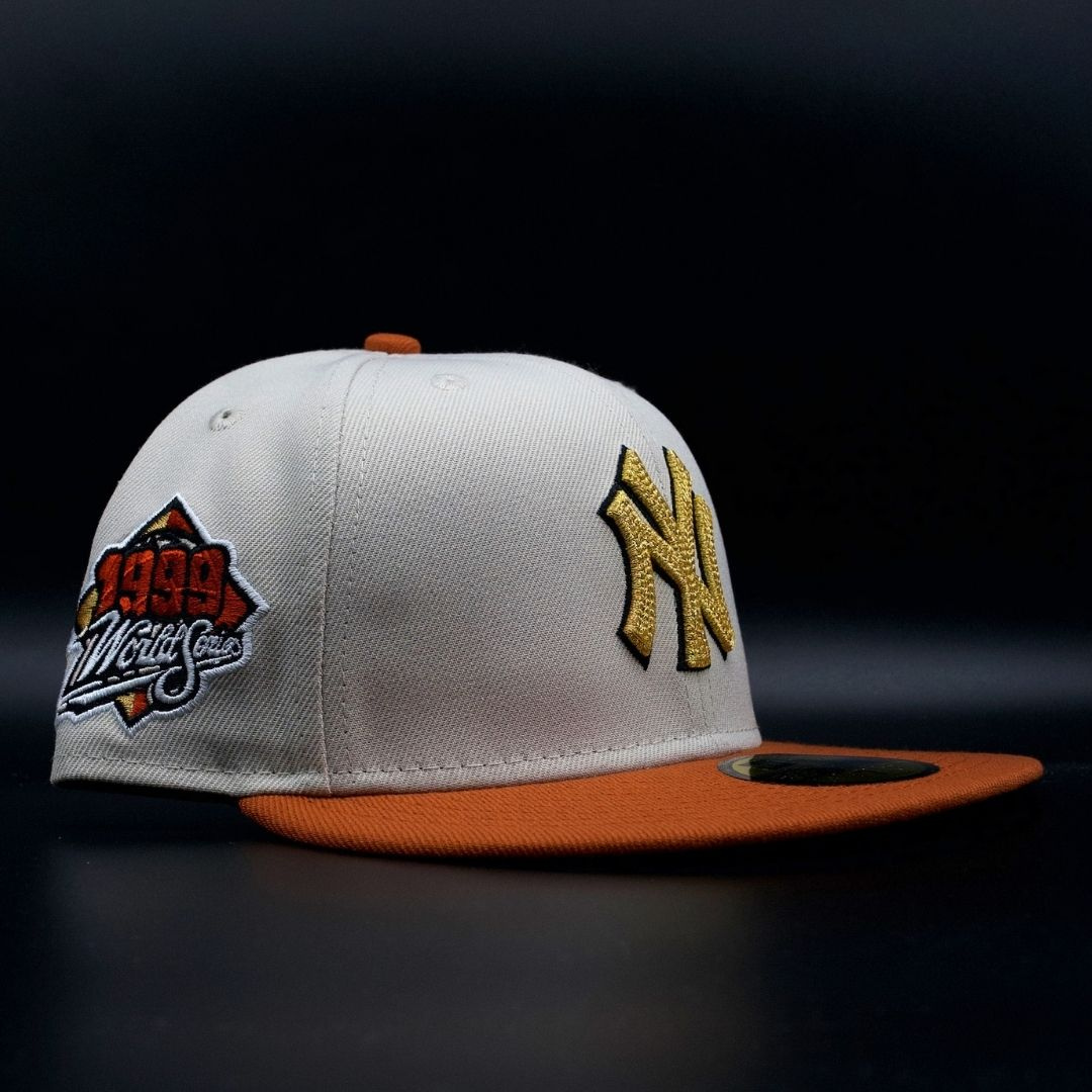 New York Yankees Cream and Orange NY Logo 1999 World Series Grey Brim 59FIFTY Fitted Hat