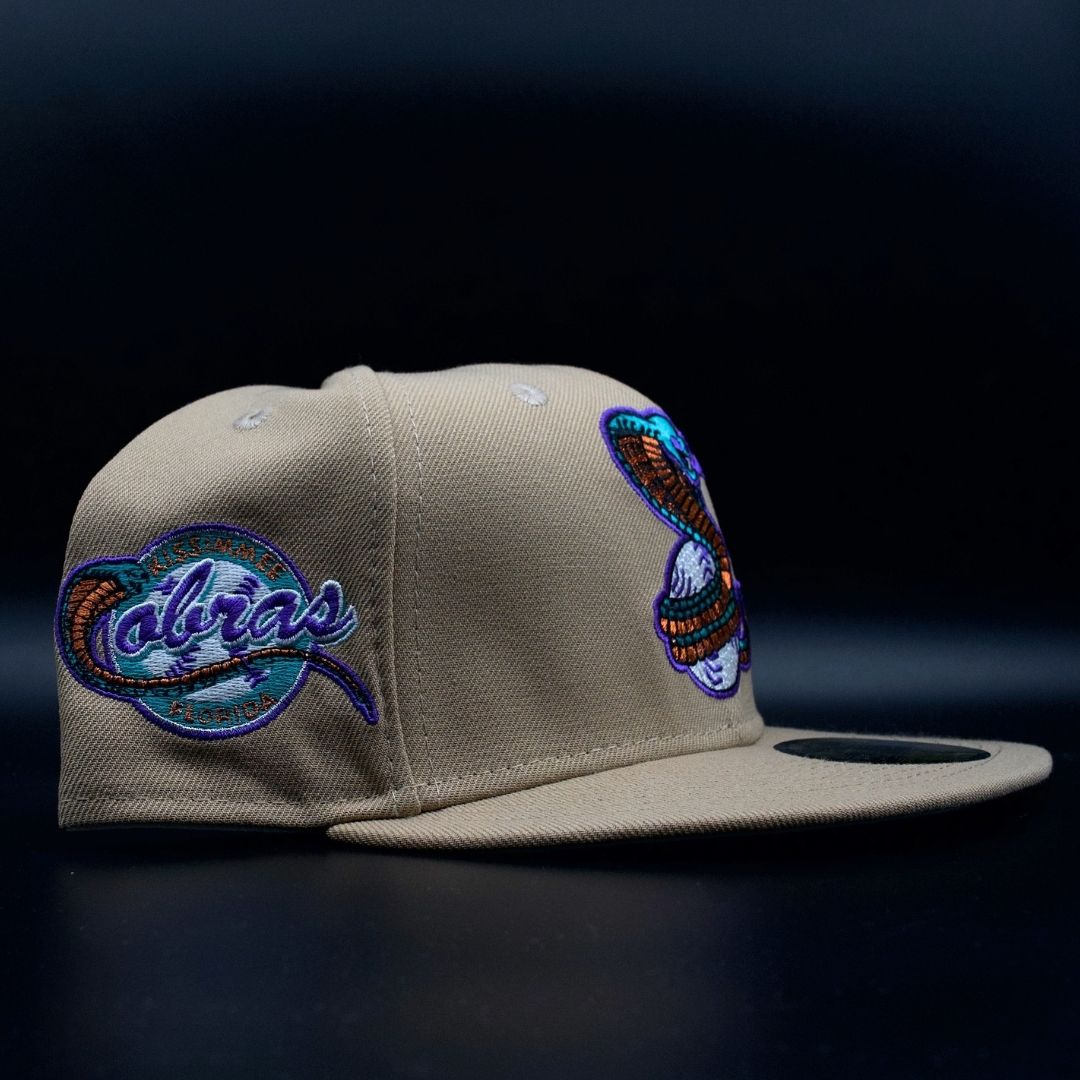 Kissimmee Cobras Camel Cobra Logo Team Oval Patch Teal Brim 59FIFTY Fitted Hat