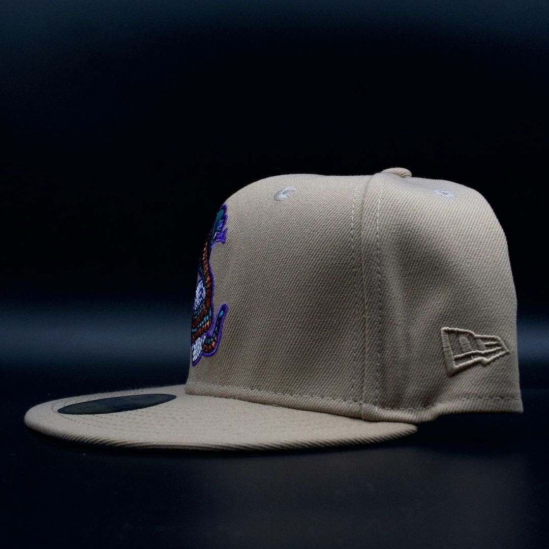 Kissimmee Cobras Camel Cobra Logo Team Oval Patch Teal Brim 59FIFTY Fitted Hat