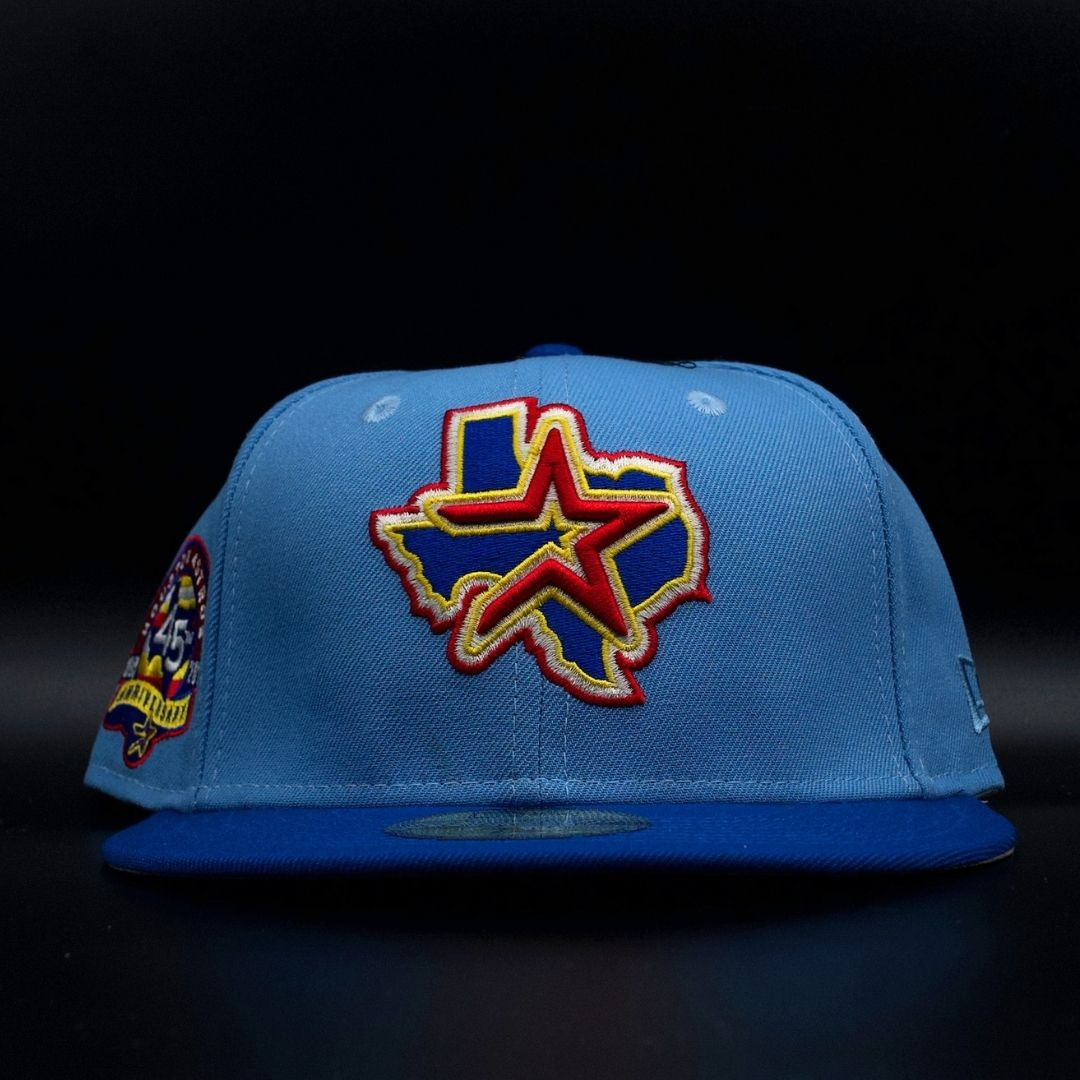 Houston Astros Sky Blue and Royal Texas Star Logo 45th Anniversary Grey Brim 59FIFTY Fitted Hat