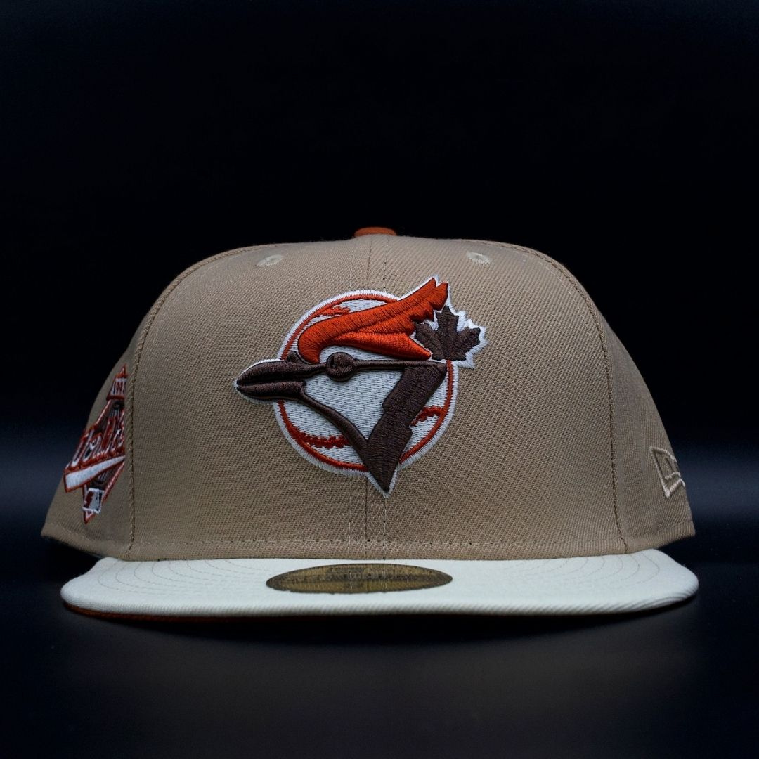 Toronto Blue Jays Camel and White Retro Bird Logo 1993 World Series Orange Brim 59FIFTY Fitted Hat