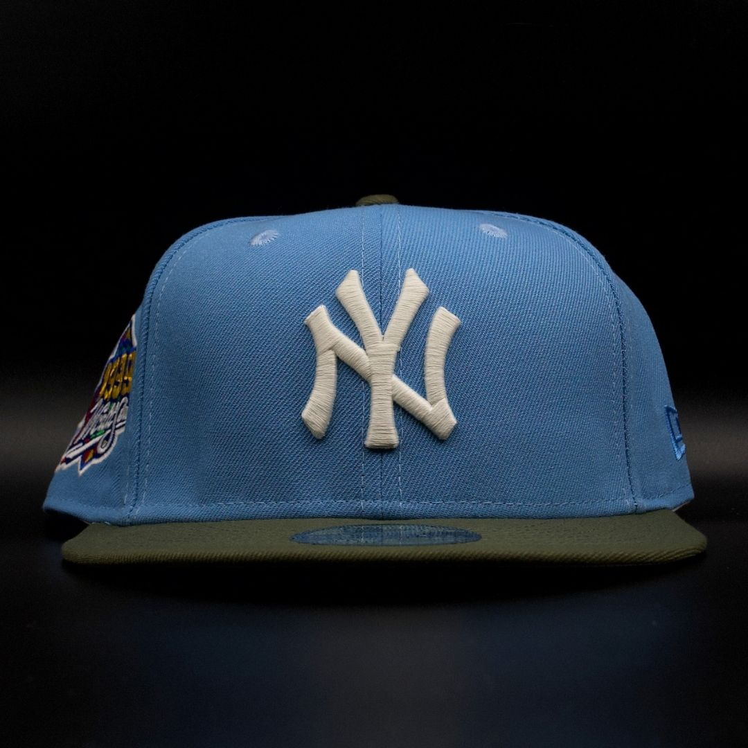 New York Yankees Sky Blue and Olive NY Logo 1999 World Series Gray Brim 59FIFTY Fitted Hat