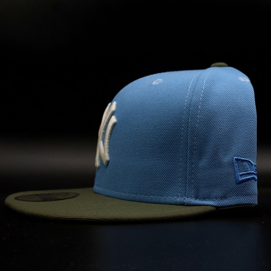 New York Yankees Sky Blue and Olive NY Logo 1999 World Series Gray Brim 59FIFTY Fitted Hat