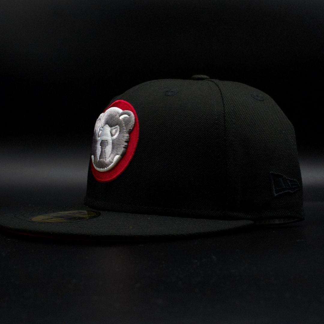 Chicago Cubs Black Bear Head Logo A Century of Cubs at Wrigley Field Red Brim 59FIFTY Fitted Hat