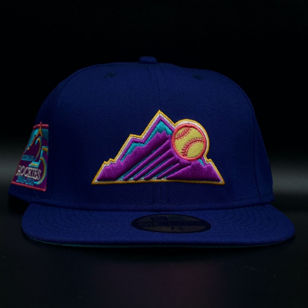 Colorado Rockies Navy Mountain Logo 25th Anniversary Teal Brim 59FIFTY Fitted