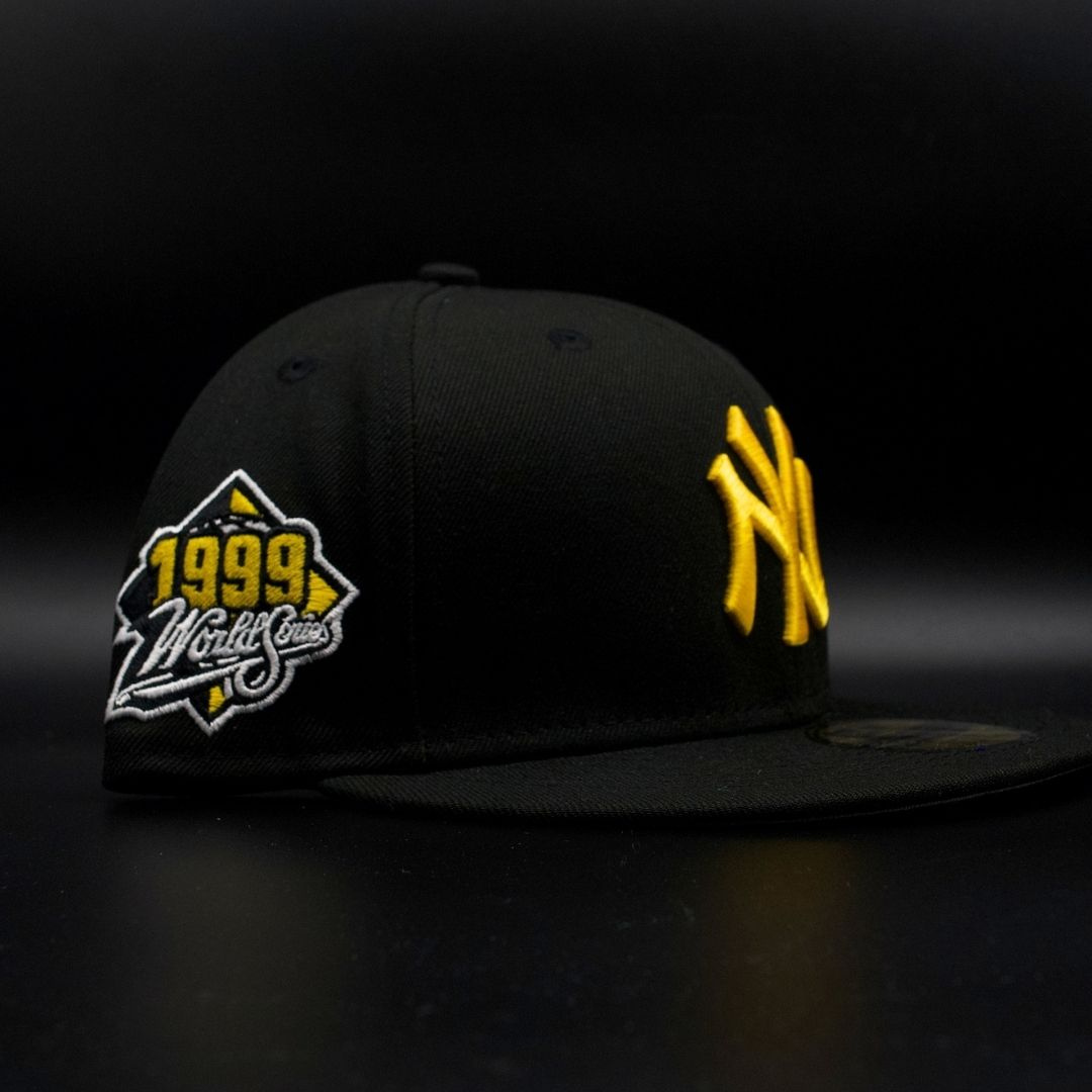 New York Yankees Black Yellow NY Logo 1999 World Series Gray Brim 59FIFTY Fitted Hat