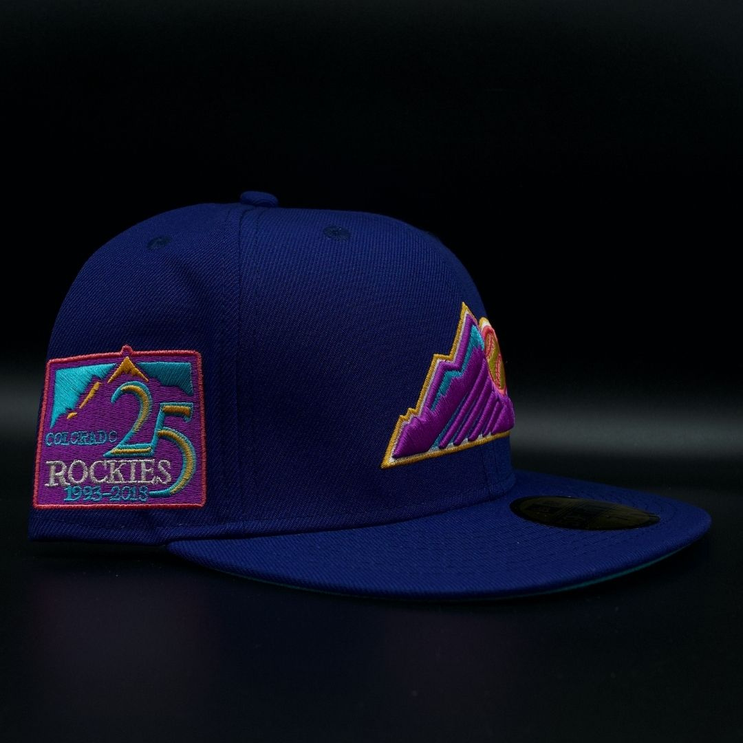 Colorado Rockies Navy Mountain Logo 25th Anniversary Teal Brim 59FIFTY Fitted