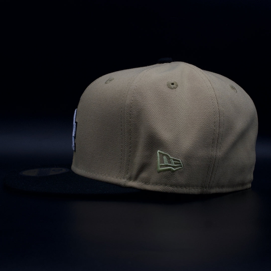 Los Angeles Dodgers Beige and Black Anniversary Green Brim 59FIFTY Fitted Hat