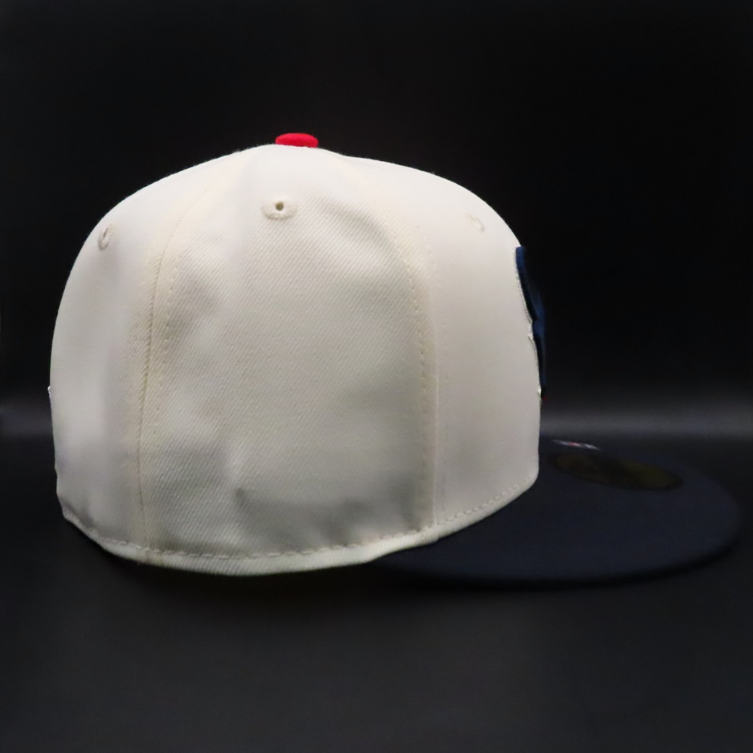 Houston Texans Cream and Navy Bull Logo Teal Brim 59FIFTY Fitted Hat