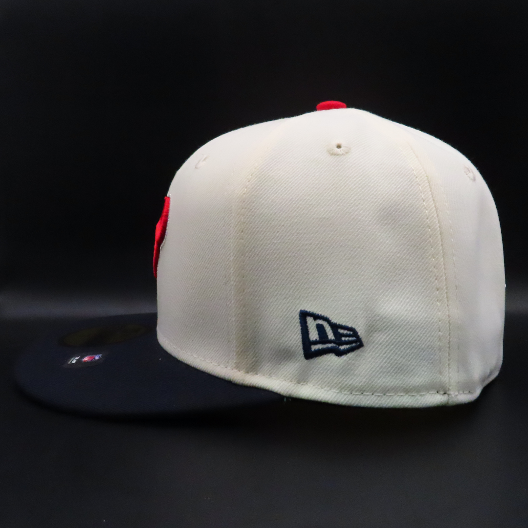 Houston Texans Cream and Navy Bull Logo Teal Brim 59FIFTY Fitted Hat