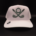 White Crossed Golf Clubs Logo Performance Snapback Hat