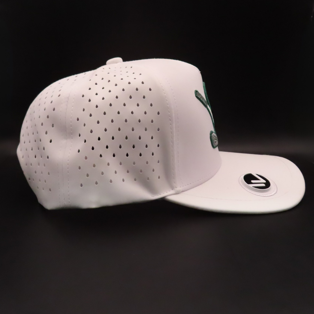 White Crossed Golf Clubs Logo Performance Snapback Hat