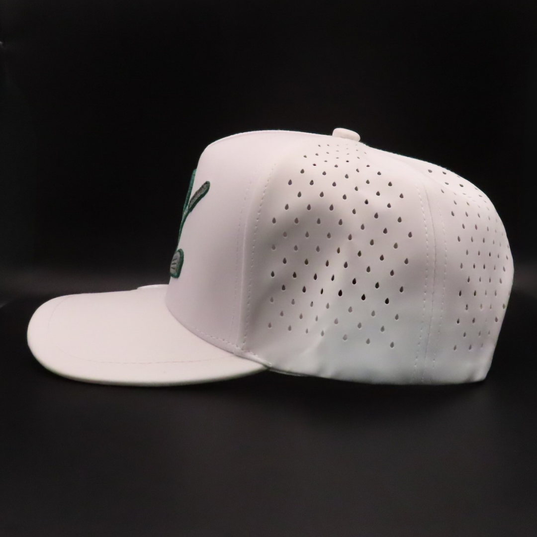White Crossed Golf Clubs Logo Performance Snapback Hat