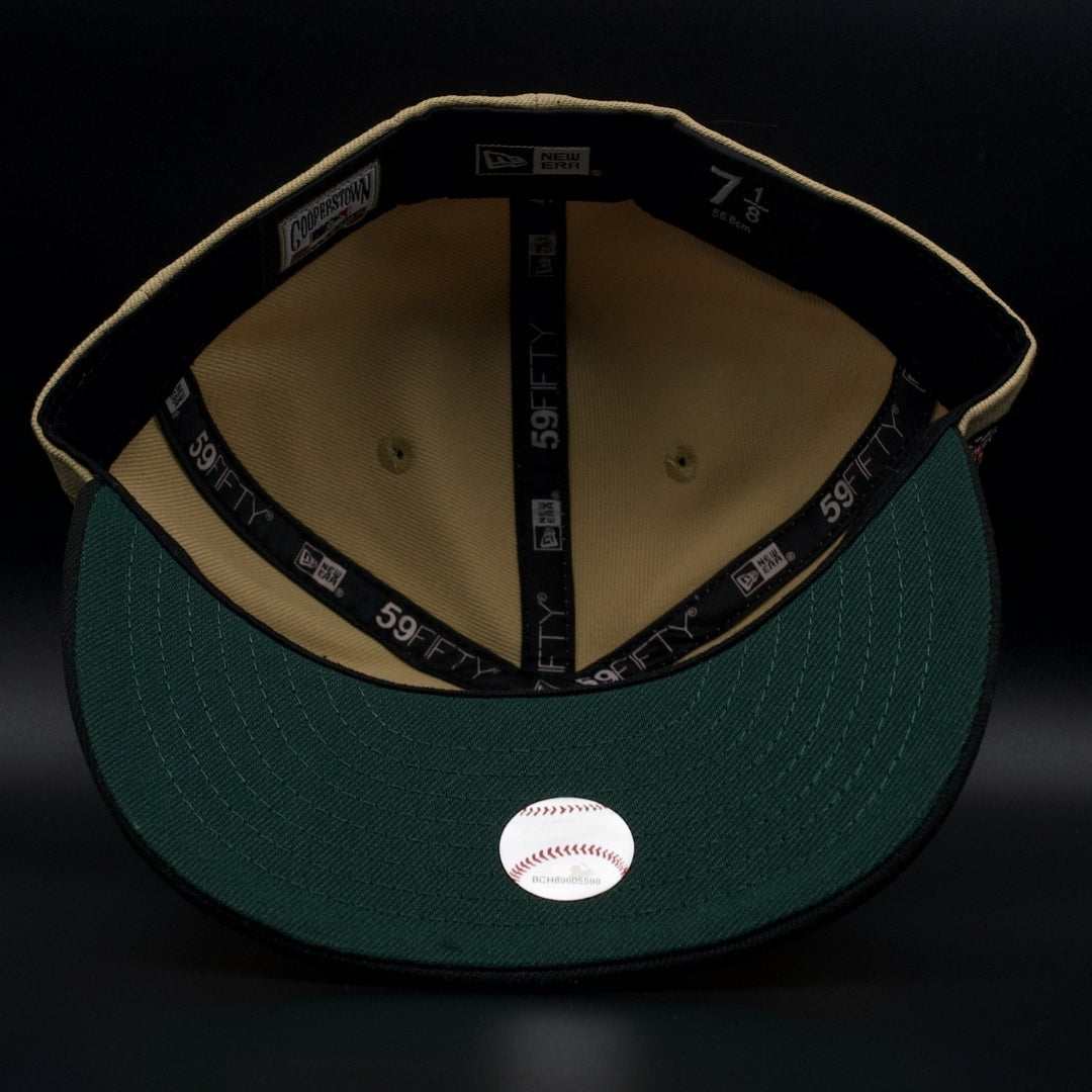 Los Angeles Dodgers Beige and Black Anniversary Green Brim 59FIFTY Fitted Hat