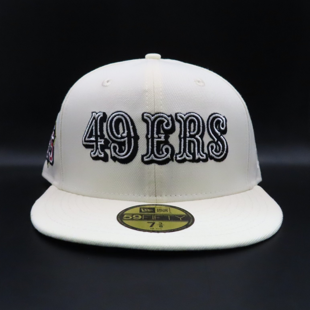 San Francisco 49ers Cream 49ERS Wordmark 75th Anniversary Teal Brim 59FIFTY Fitted Hat