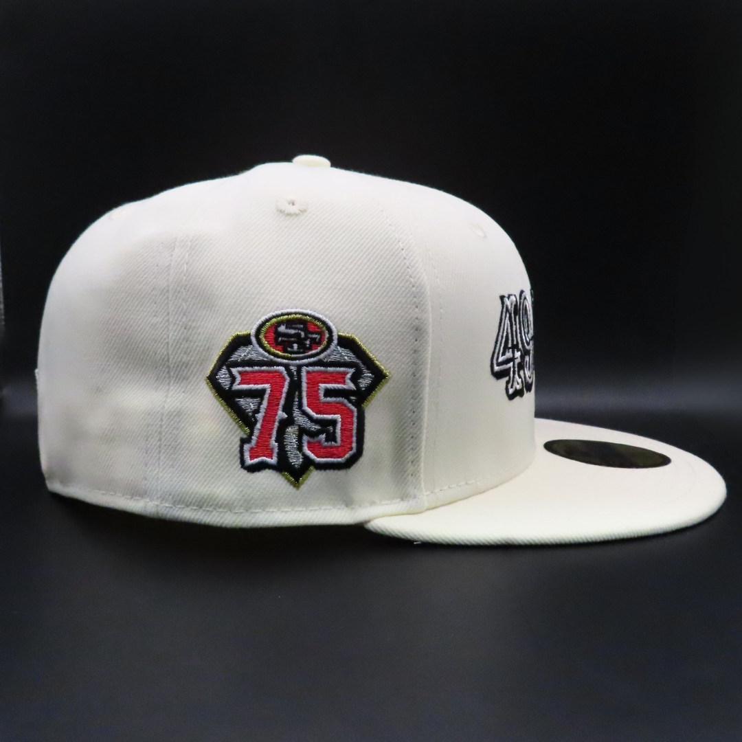 San Francisco 49ers Cream 49ERS Wordmark 75th Anniversary Teal Brim 59FIFTY Fitted Hat