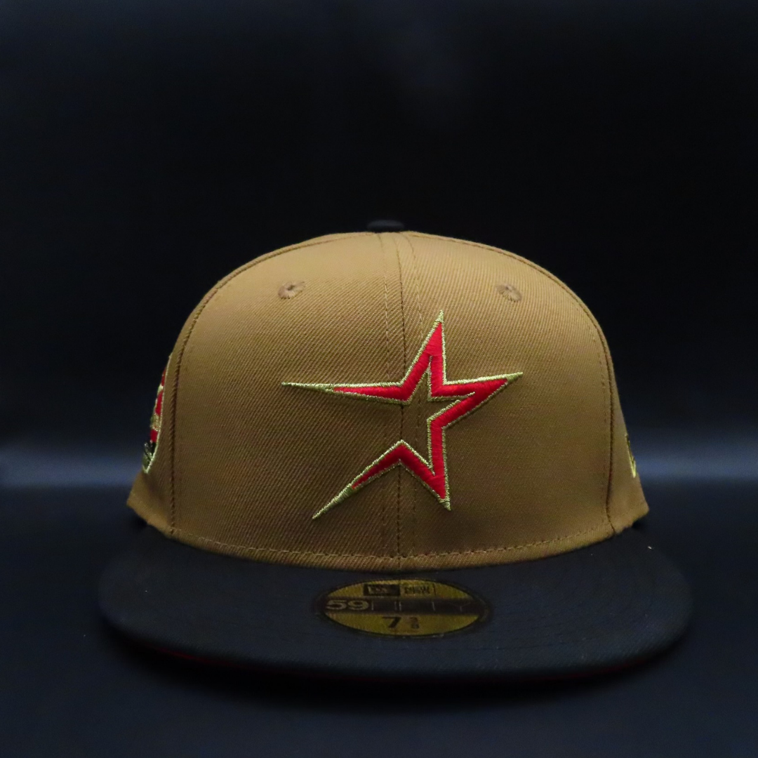 Houston Astros Tan and Black Star Logo Red Brim 59FIFTY Fitted Hat