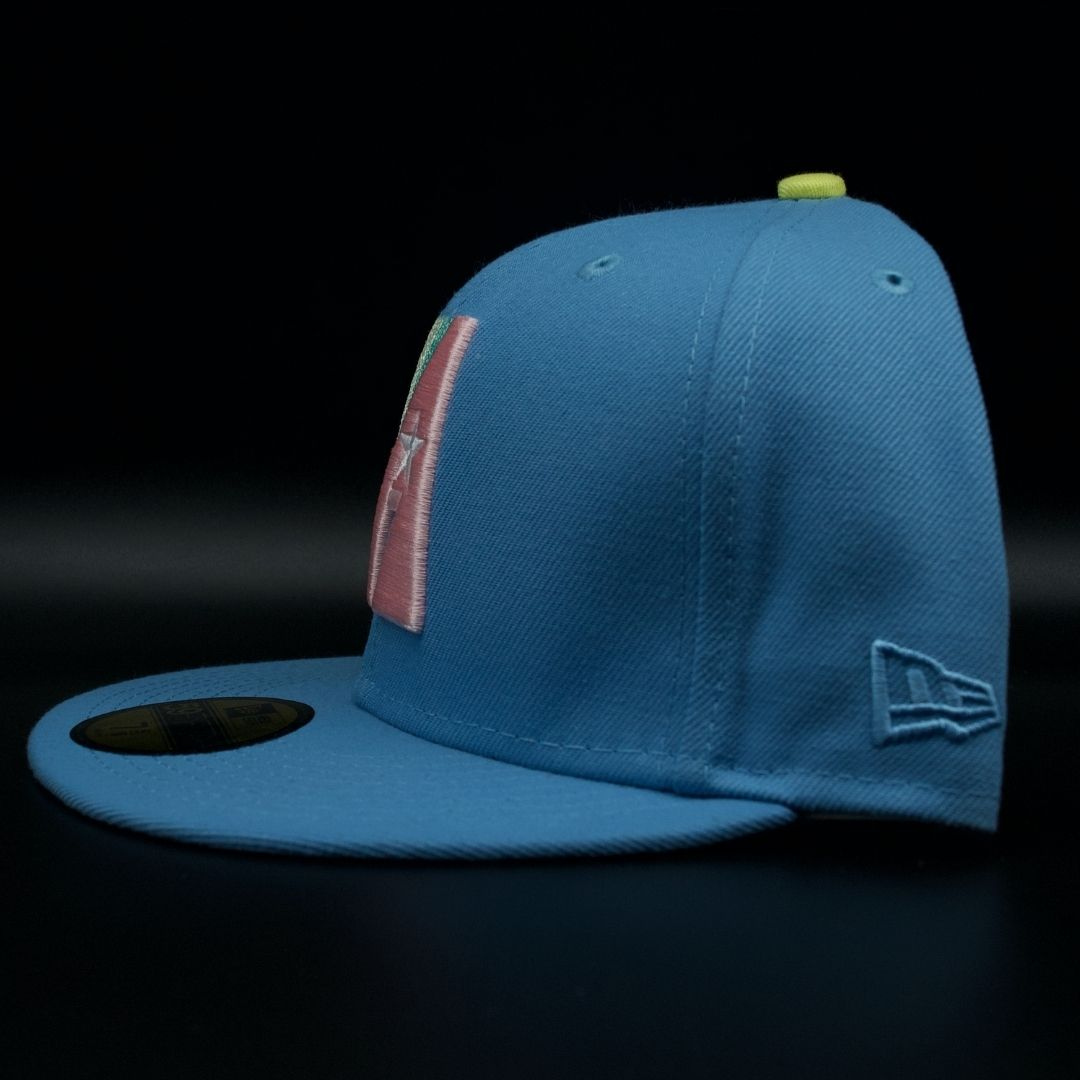 Houston Astros Blue Rainbow A Logo 50th Anniversary Pink Brim 59FIFTY Fitted Hat