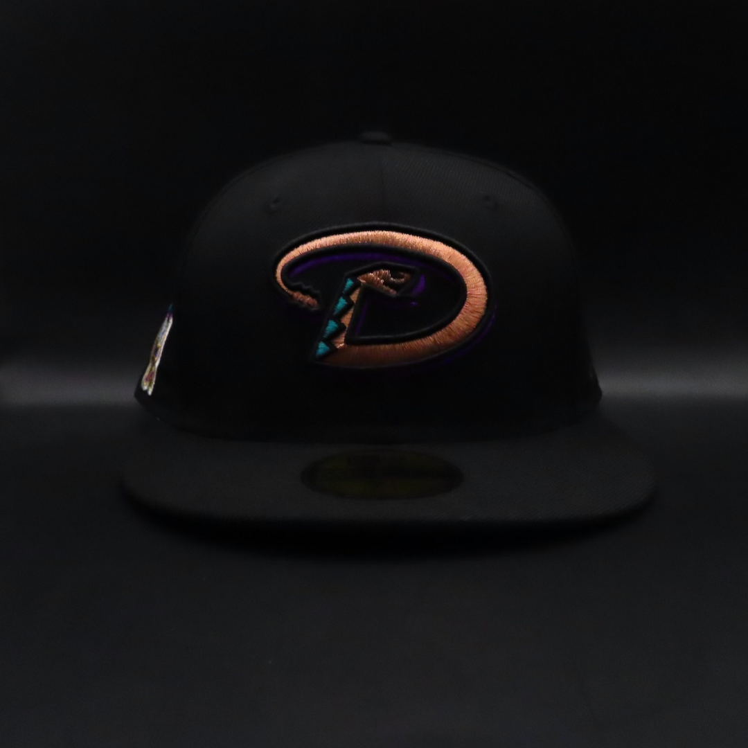 Arizona Diamondbacks Black D Logo 1998 Inaugural Season Teal Brim 59FIFTY Fitted Hat