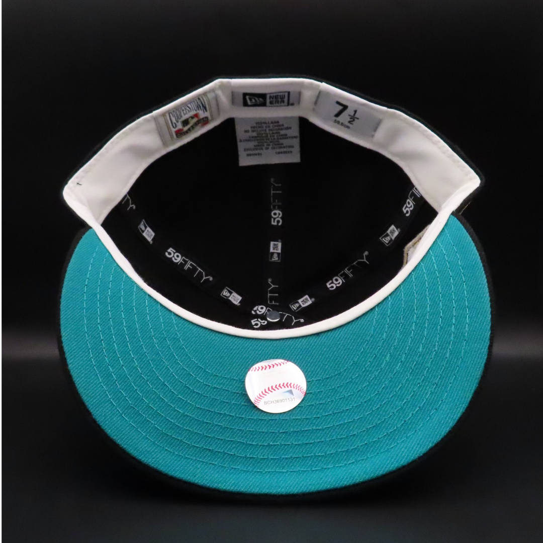 Arizona Diamondbacks Black D Logo 1998 Inaugural Season Teal Brim 59FIFTY Fitted Hat