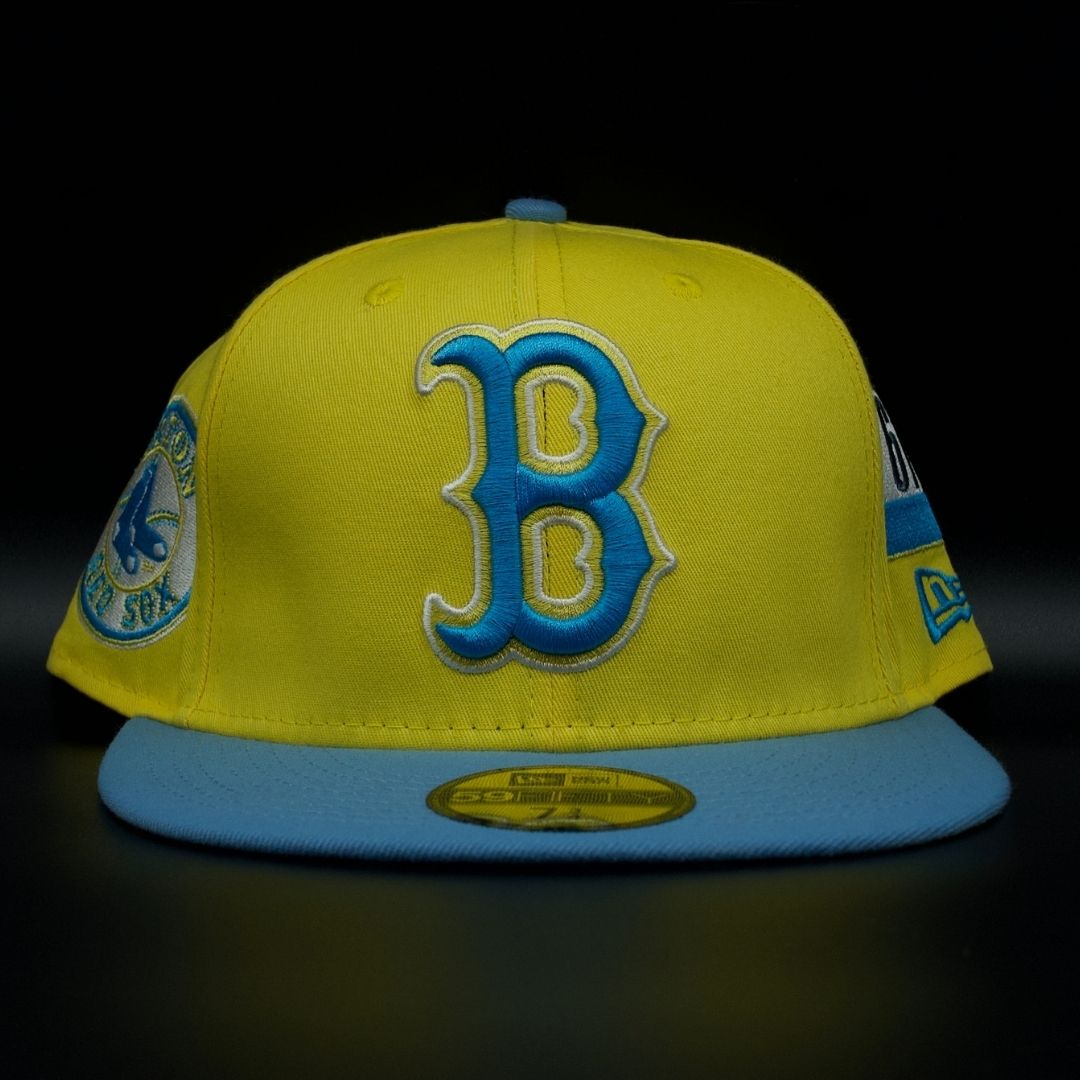 Boston Red Sox Yellow and Light Blue B Logo Yellow Brim 59FIFTY Fitted