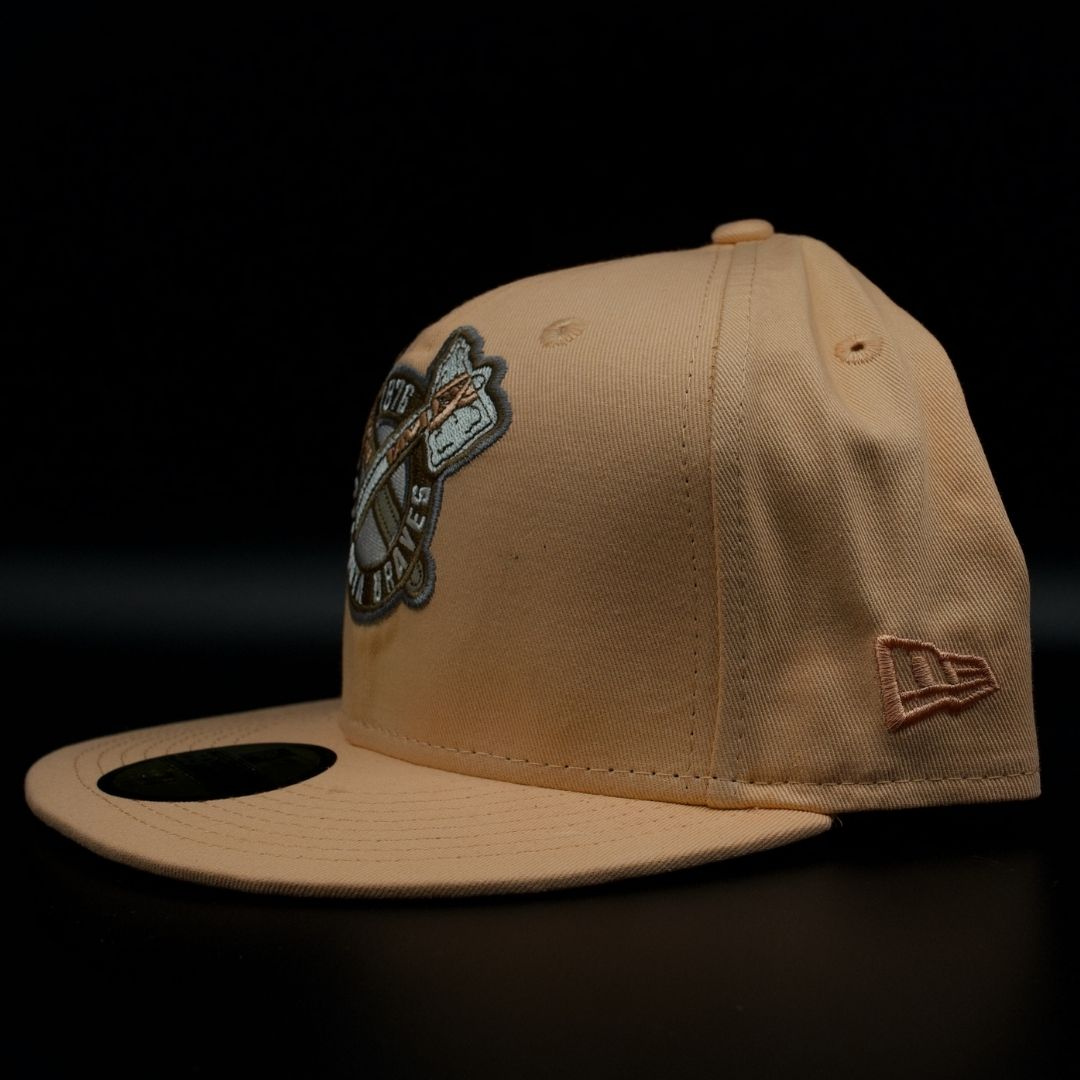 Atlanta Braves Peach 1876 Crossed Tomahawks Logo Grey Brim 59Fifty Fitted Hat