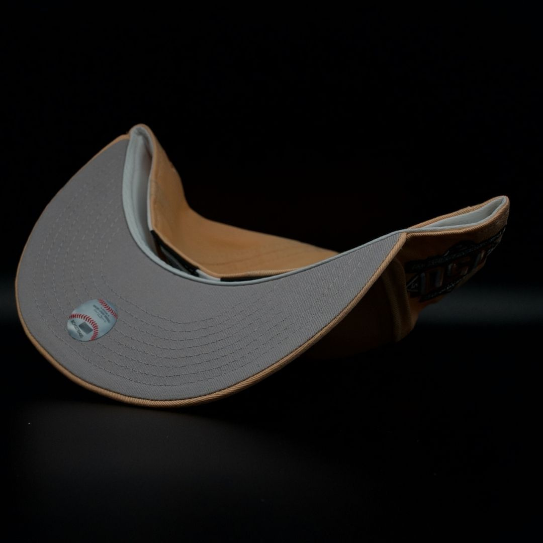 Atlanta Braves Peach 1876 Crossed Tomahawks Logo Grey Brim 59Fifty Fitted Hat