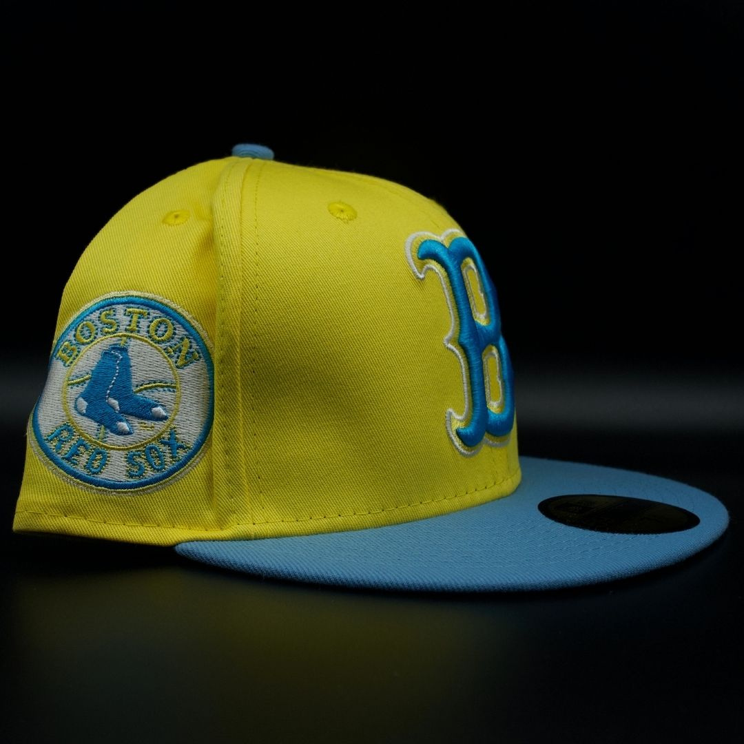 Boston Red Sox Yellow and Light Blue B Logo Yellow Brim 59FIFTY Fitted