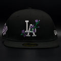 Los Angeles Dodgers Black Lavender Flower World Series Grey Brim 59FIFTY Fitted Hat