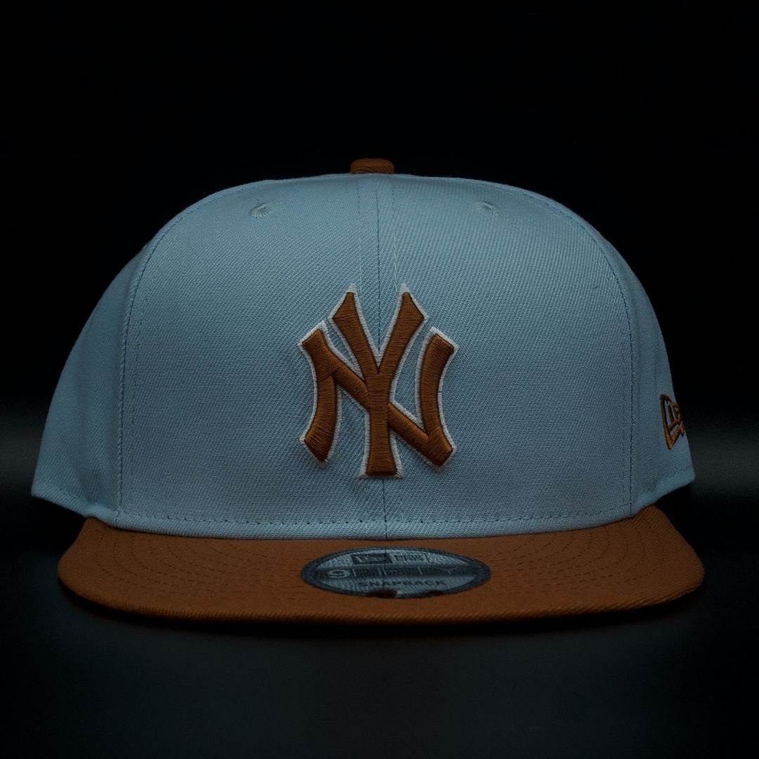 New York Yankees Sky Blue and Brown NY Logo Grey Brim 9FIFTY Snapback Hat