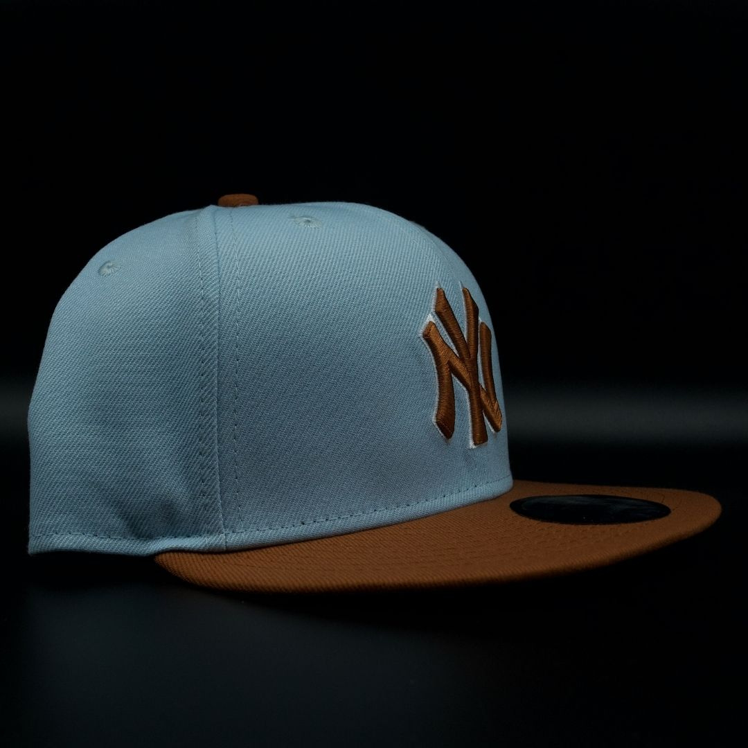New York Yankees Sky Blue and Brown NY Logo Grey Brim 9FIFTY Snapback Hat
