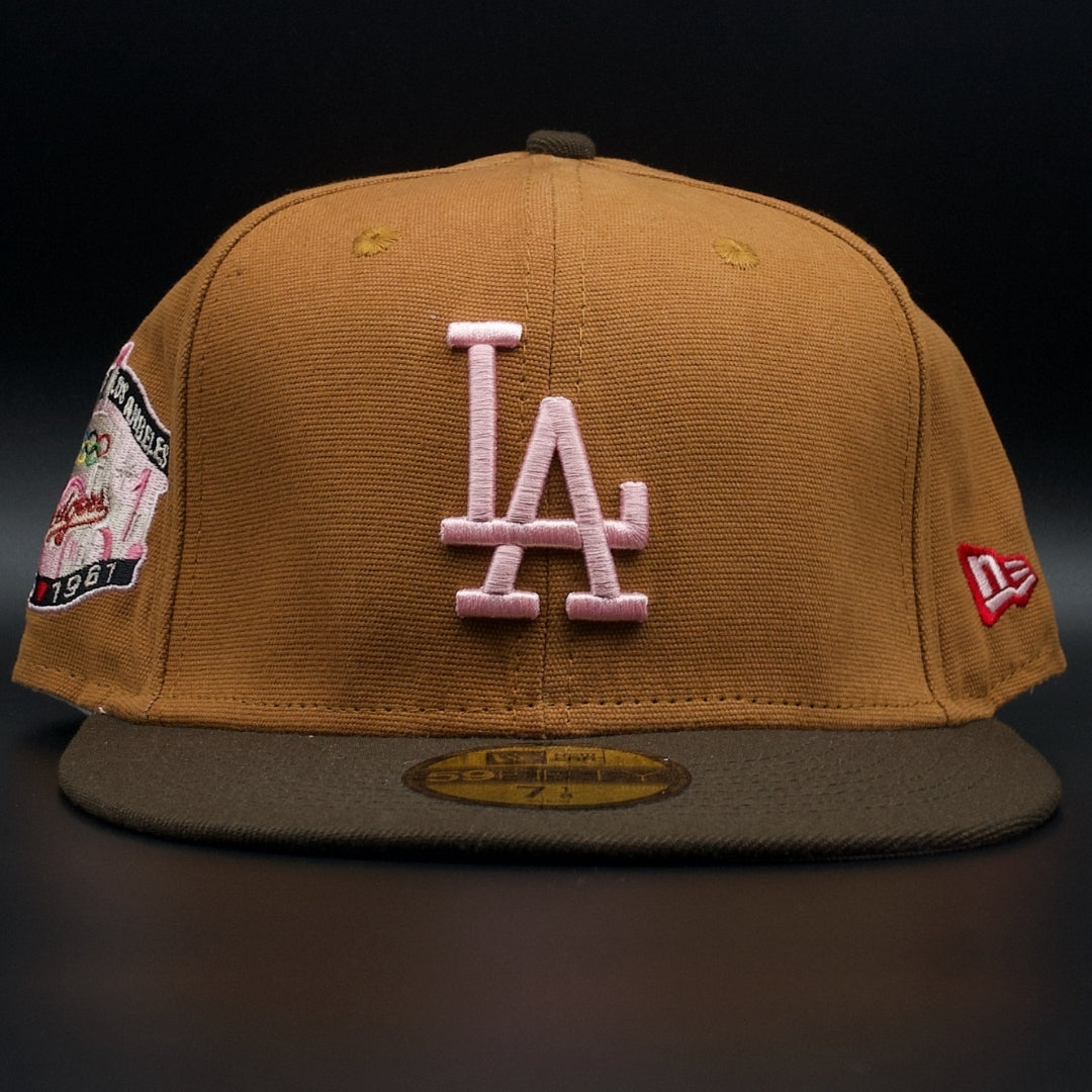 Los Angeles Dodgers Rust Brown Colosseum Pink Brim 59FIFTY Fitted Hat