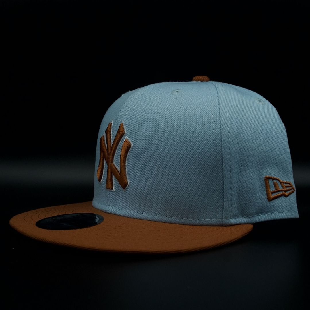 New York Yankees Sky Blue and Brown NY Logo Grey Brim 9FIFTY Snapback Hat